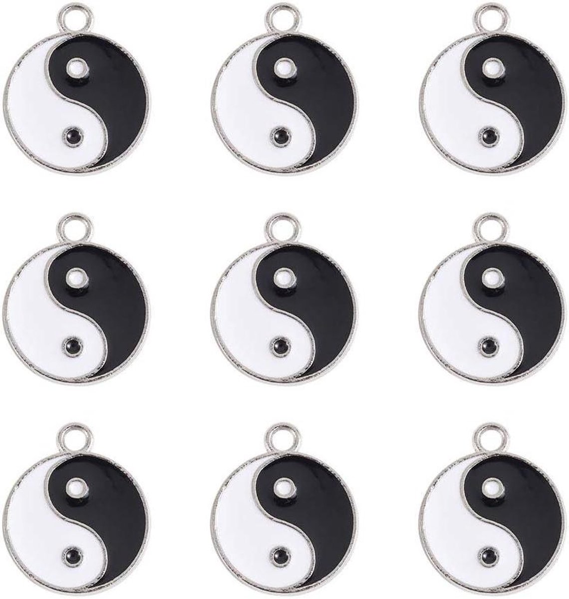 Allecto Premium - Emaille Acht Trigram Hangers Charms voor Sieraden maken - Set van 20 stuks met 2mm gat