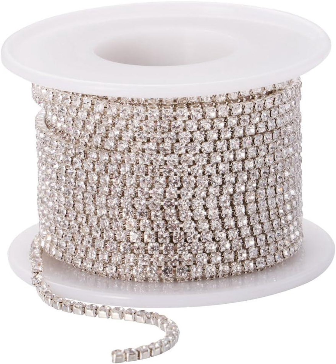 Allecto Premium - Lange ketting van 10 meter met strass voor naaien van kleding (2 mm breed)