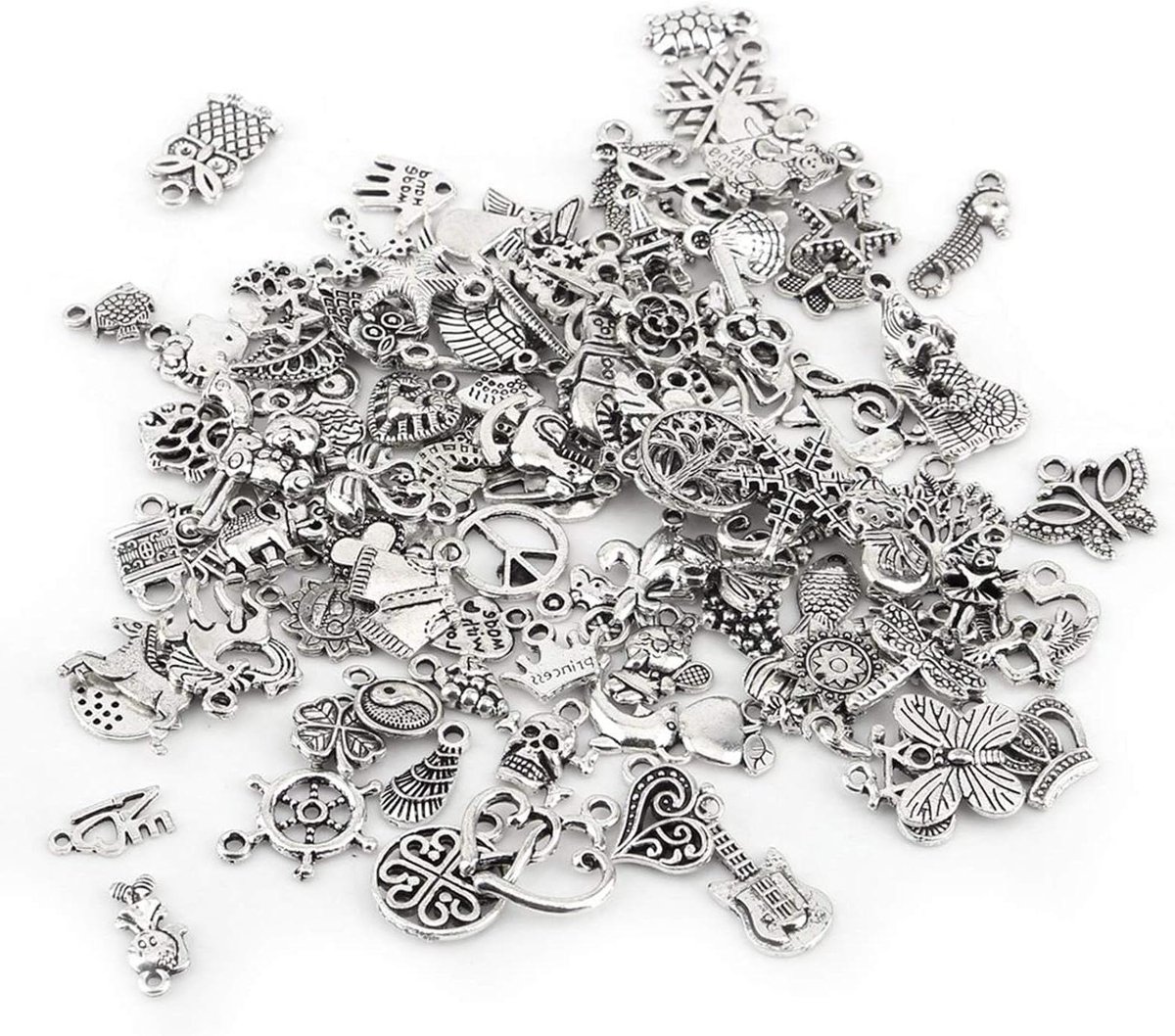 Allecto Premium - Sieraden Maken Set: Antieke Tibetaanse Charms in Zilver - 100 stuks