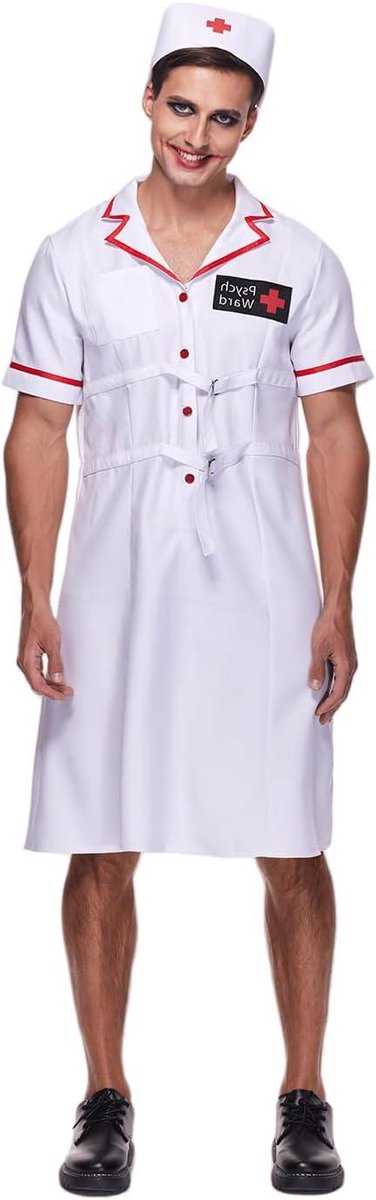 Allecto Premium - Verpleegsterkostuum voor mannen Halloween horror clownskostuum met bloederige details - Maat XL