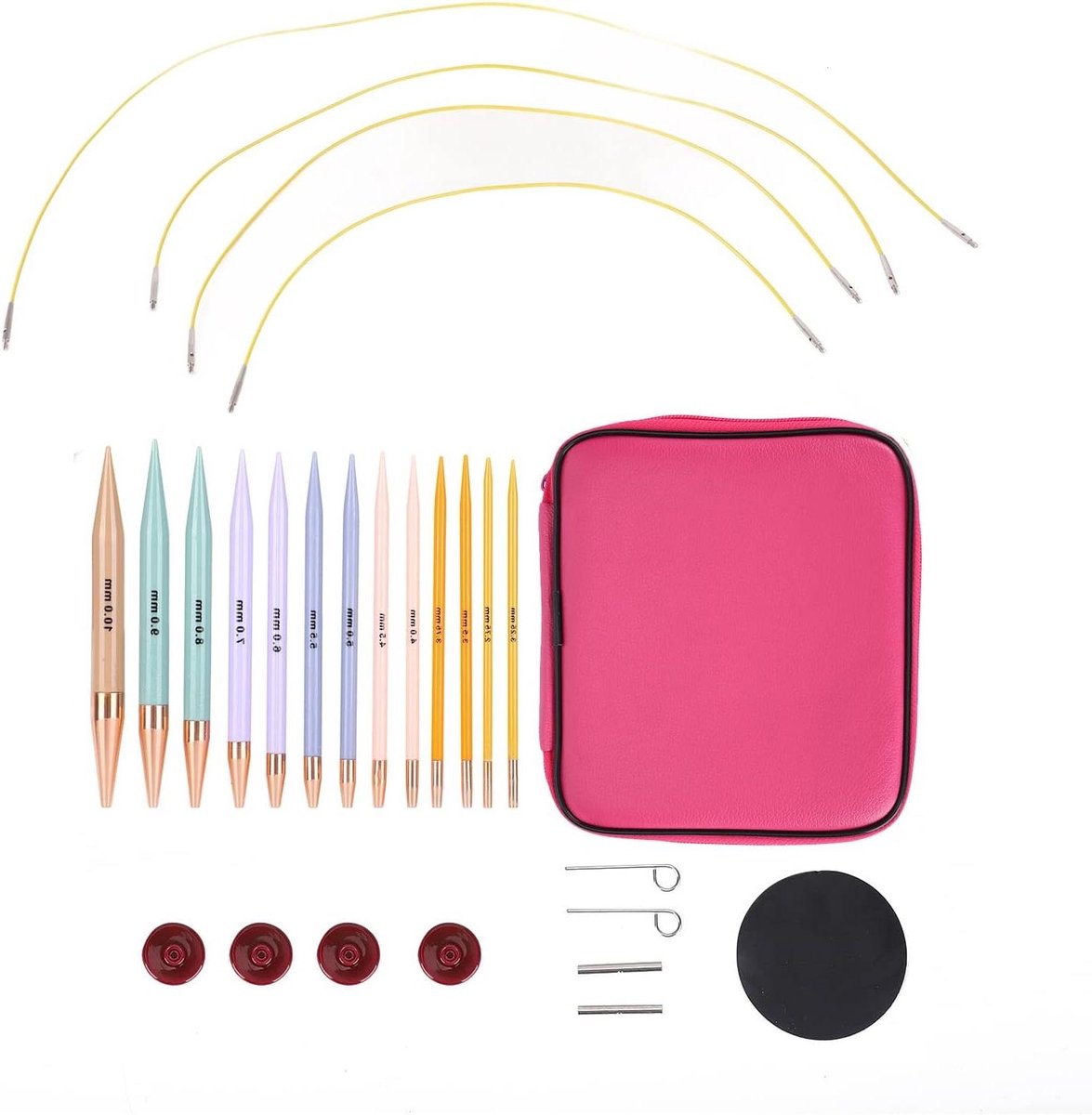 Allecto Premium - Verwisselbare Rondbreinaaldenset van Kunststof Polycarbonnaalden voor Handgemaakt Breien en DIY Projecten