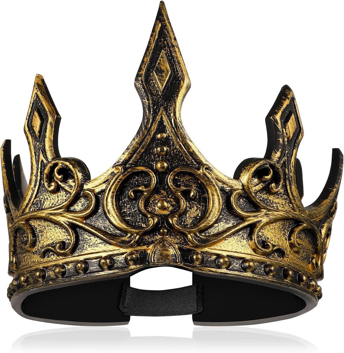Antieke Gouden Koningskroon voor Mannen - Middeleeuws Kostuumaccessoire - Halloween Cosplay - Feestdecoratie - Verjaardagsfeestje - Gouden Kroon - Ronde Kroon