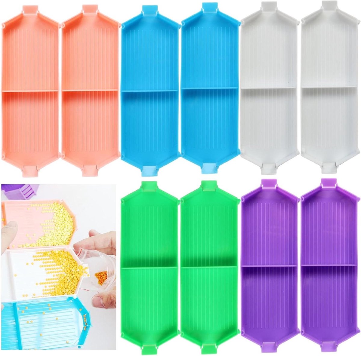 Allecto Premium - Diamond Painting Accessoires Set met 10 Kleurrijke Stapelbare Trays - Diamantschilderij Opbergdoos voor Volwassenen