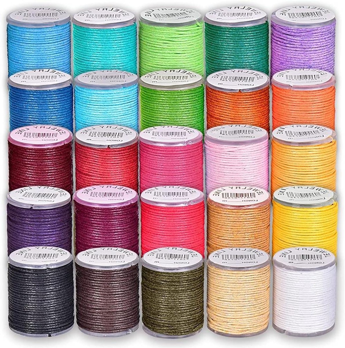 Allecto Premium - Gewaxt katoenen koord in 25 kleuren - 1 mm dikte - Macramégaren voor sieraden