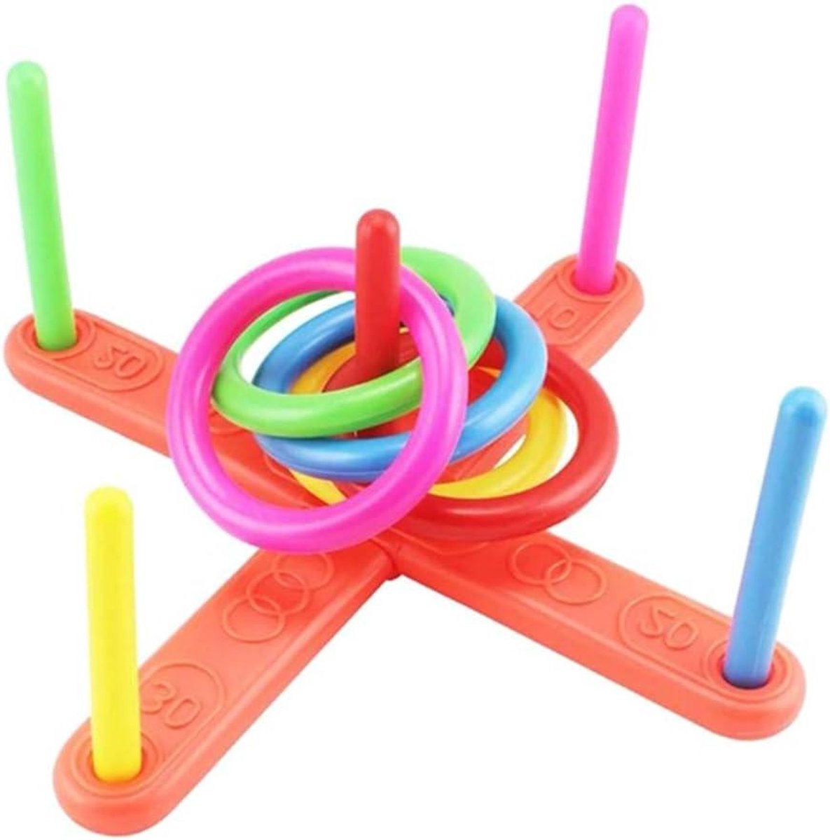 Allecto Premium - Ringwerpspel met 5 ringen voor buiten - kinderspel - speelgoedset - vanaf 3 jaar - voor kinderen en volwassenen - ca. 40 cm.