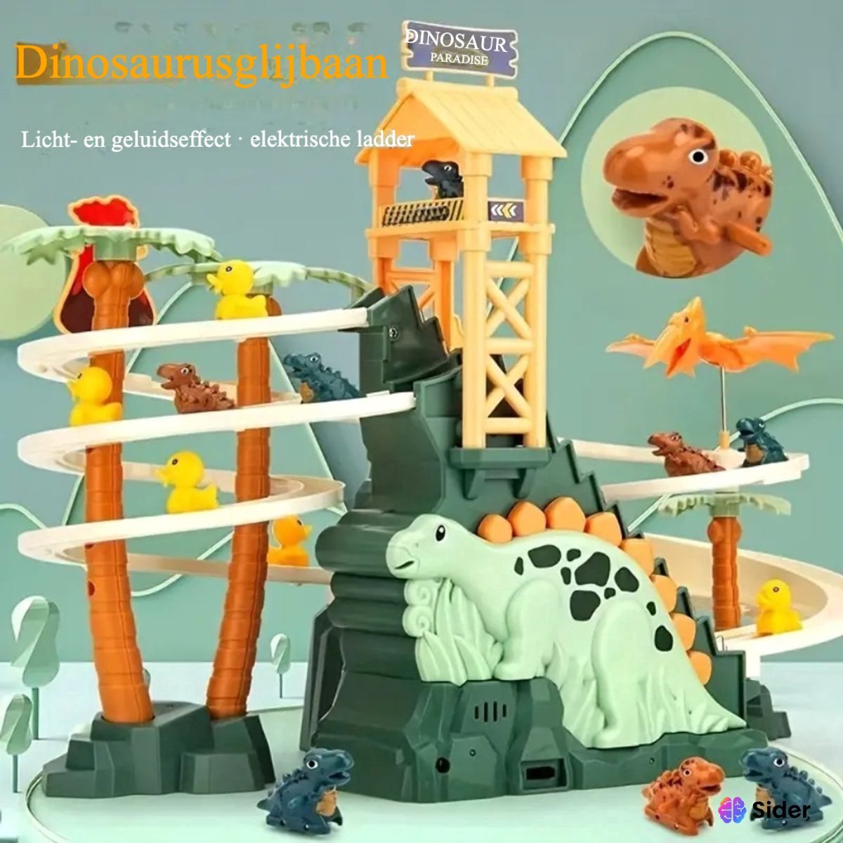 Sinterklaas - Kerst tip Interactieve Dinosaurus Glijbaan met Licht en Muziek – Elektrisch Speelgoed met Bewegende Dino’s – Educatief, Veilig en Leerzaam Speelgoed voor Peuters en Kleuters (2-4 jaar)