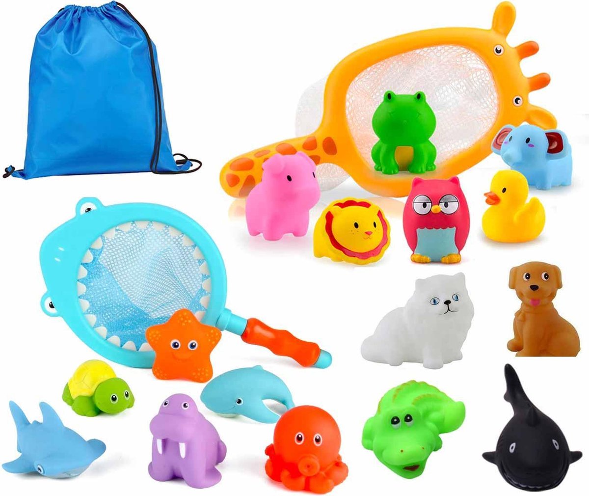 Allerion Bad Squirt Speelgoed Set – 18-delig – Bath Squirters – Zeedieren – Inclusief Netjes en Opberg Tas