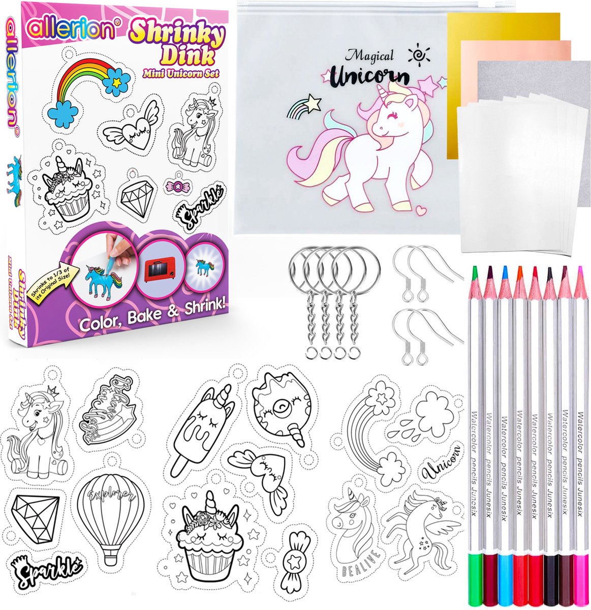 Allerion Krimpfolie Eenhoorn Set - 32-delig - Inclusief Accessoires - Gebruiksaanwijzing