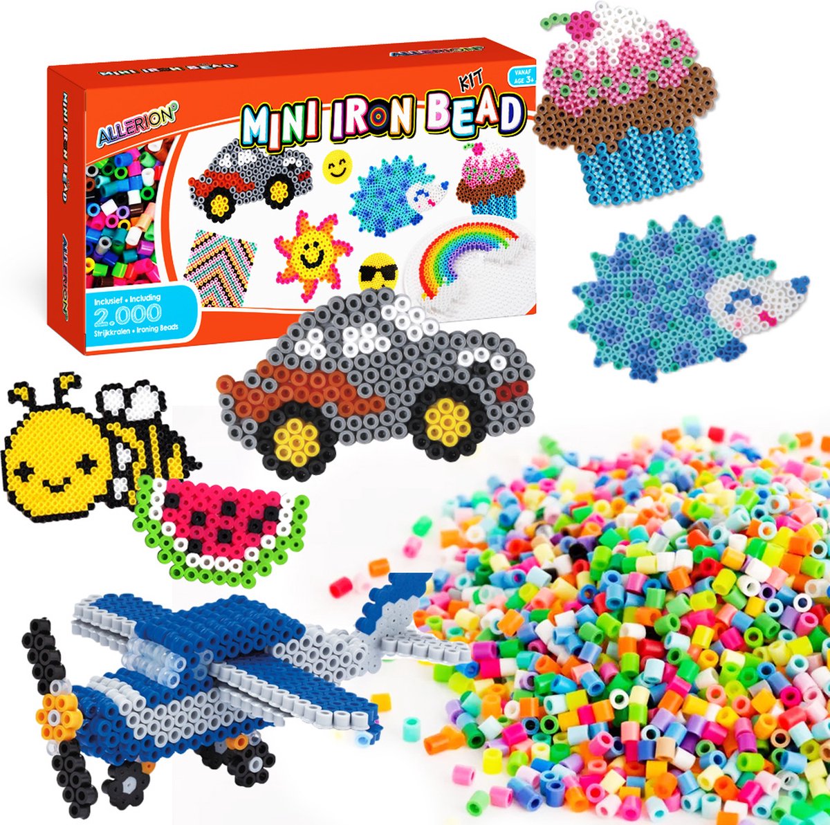Allerion Strijkkralen Medium Set - 2000 Kraaltjes - Vele Accessoires - Voorbeeldenboekje