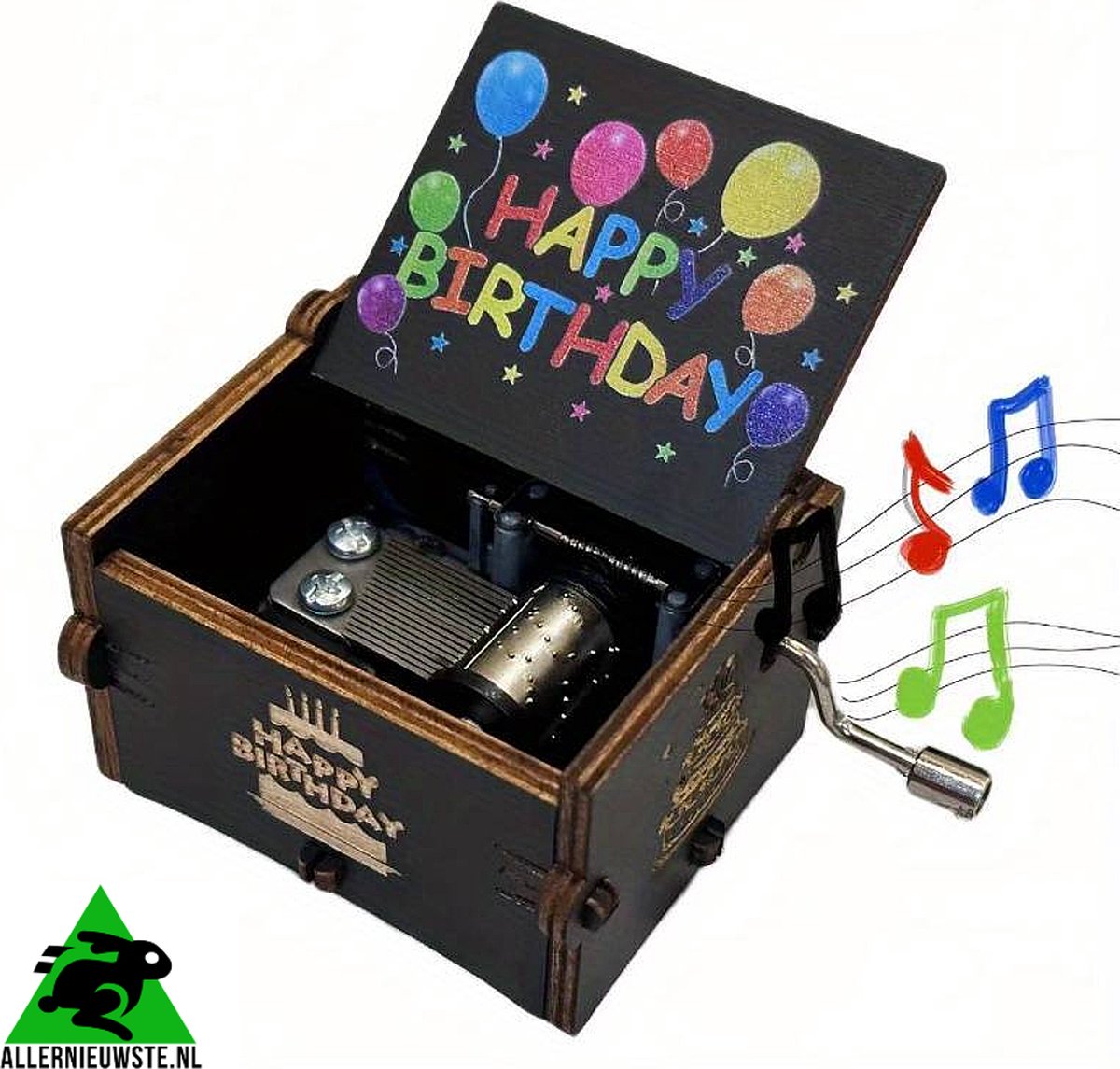 Allernieuwste.nl® Muziekdoosje Happy Birthday To You Hout - Cadeau Verjaardag Feestje Liedje - 66 x 52 x 42 mm - Muziek doos %%