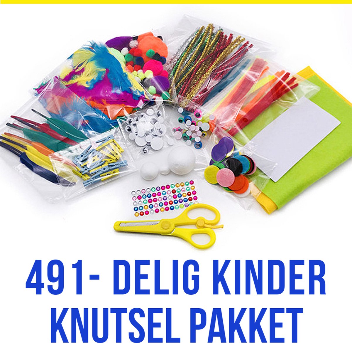 Allernieuwste.nl® Vakantie Knutselpakket 491 Stuks - Pompons, Pijperagers, Ogen, Veren, Vilt, Kinderschaar