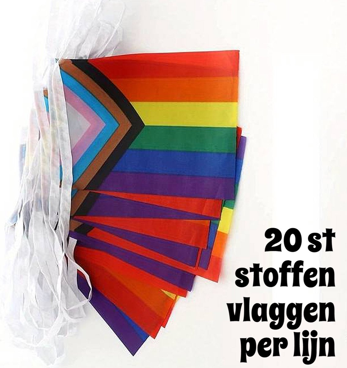 Allernieuwste.nl® Vlaggenlijn LGBTQ Regenboog Pride - Polyestervezel voor Binnen en Buiten - LGBT Versiering - 20 vlaggen kleur %%
