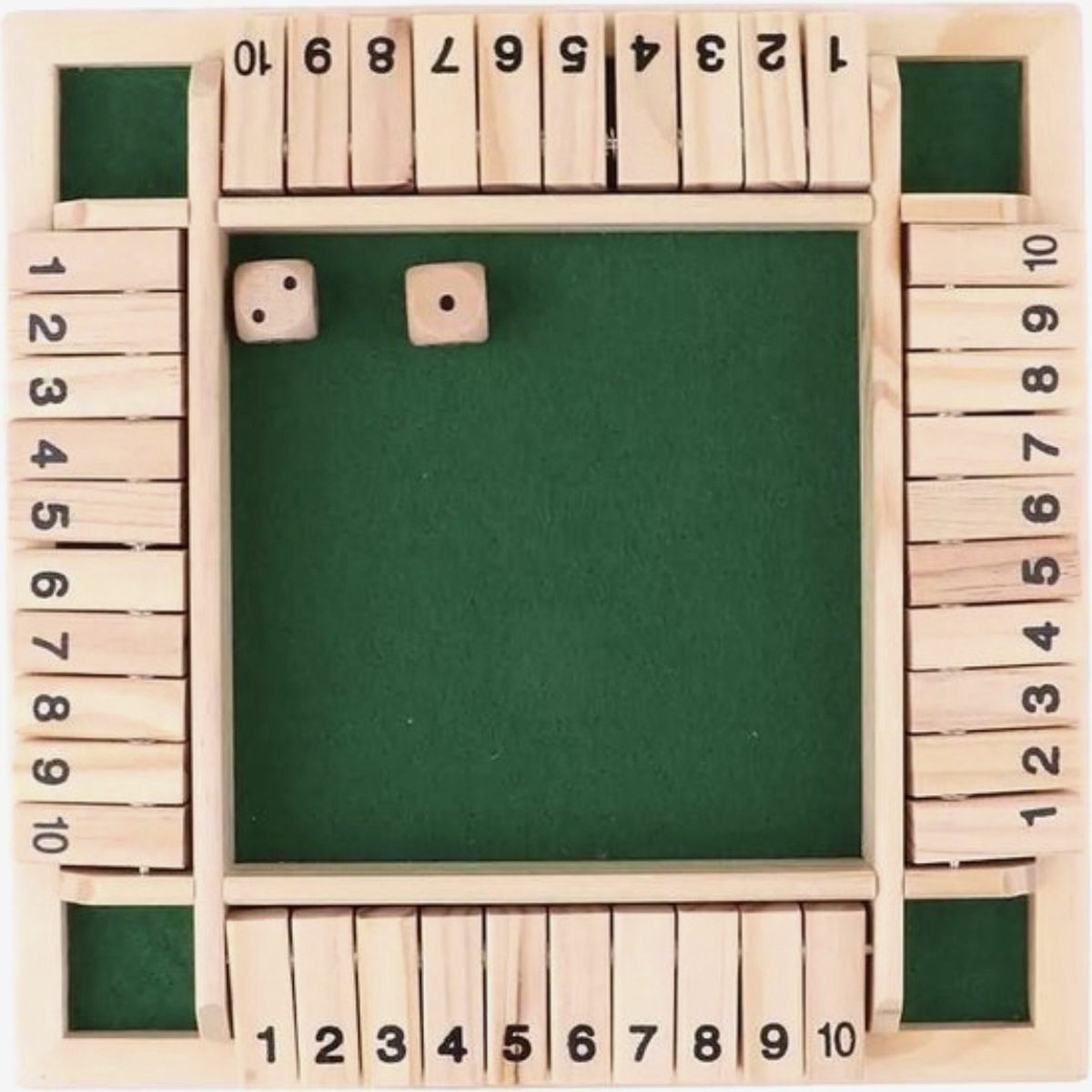 Shut the box - Dobbelspel - 1 - 4 spelers - Houten Bordspel - Drankspel - Denkspel - Gezelschapsspel voor volwassenen en kinderen - Spel voor op Reis - Houten spel - Kinder spel - Dobbelstenen - Reisspel - Samen spelen