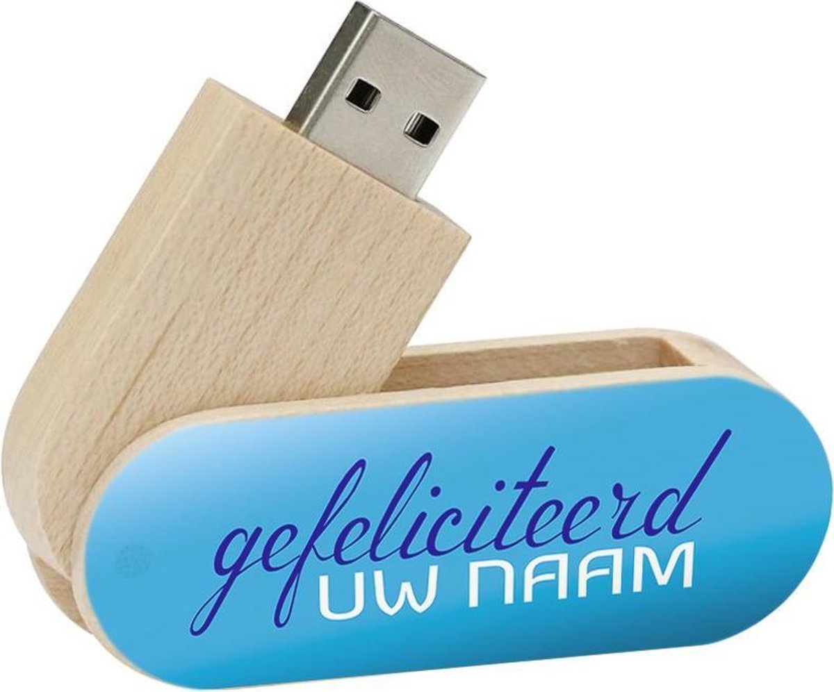 Gefeliciteerd usb stick met naam 64gb hout twister model 1007 – verjaardagscadeau man, verjaardag cadeau, cadeau voor hem verjaardag, leuke verjaardag cadeaus