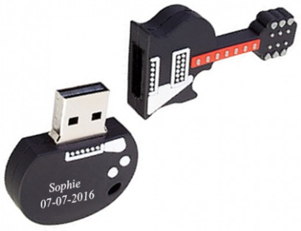 Gitaar usb stick met naam bedrukken 8gb