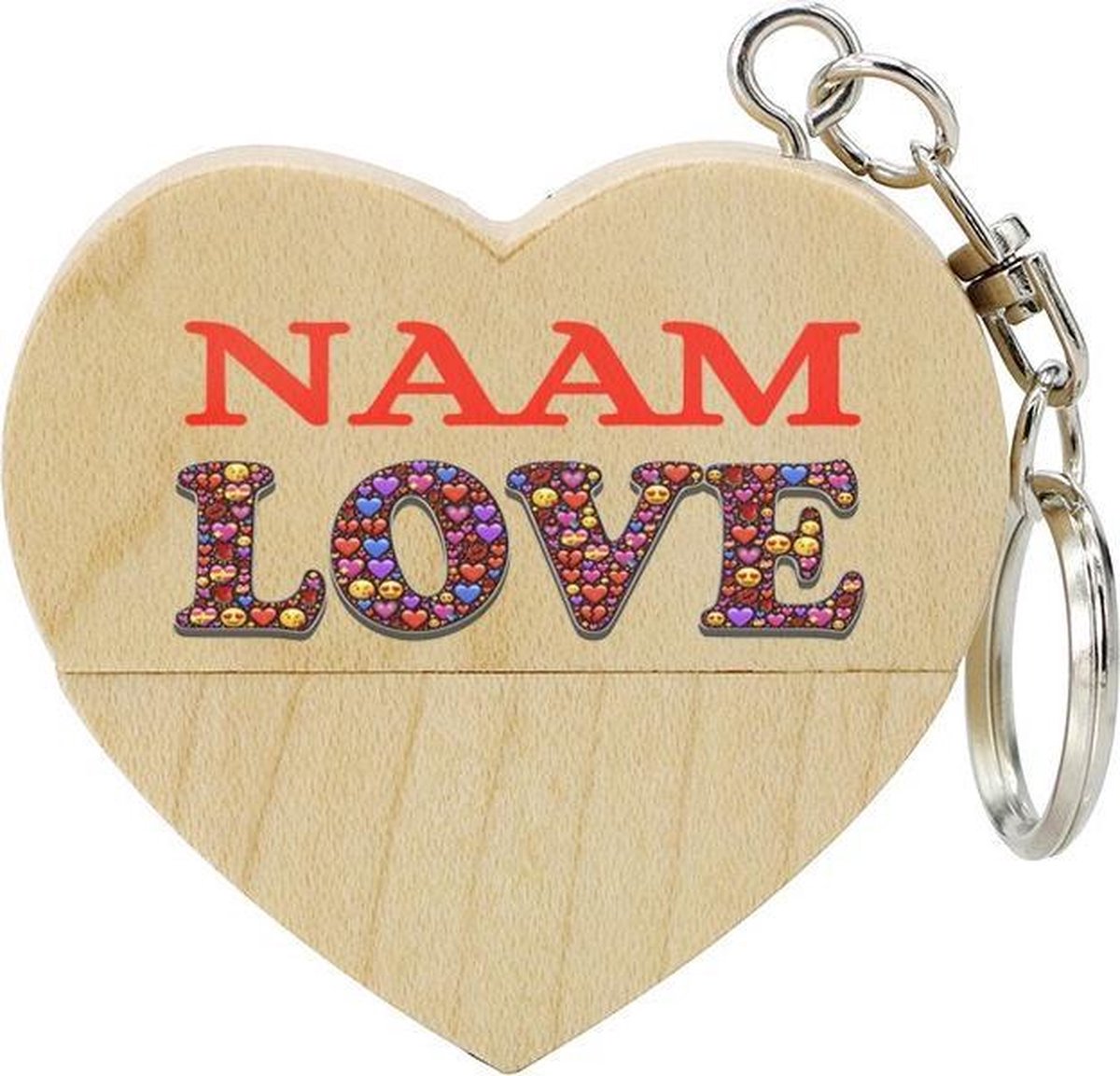 Valentijn cadeau hout hart usb stick met naam 32gb - model 1010 - Valentijnsdag cadeau, Valentijnscadeau, Liefde cadeau, Liefdescadeau