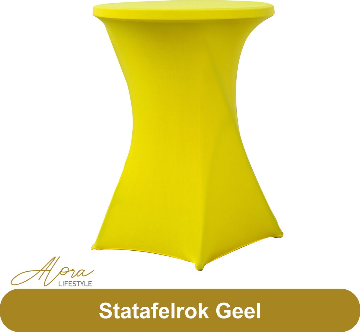   Statafelrok Geel 80 cm - partytafel -   tafelrok voor statafel - Statafelhoes - Bruiloft - Cocktailparty - Stretch Rok