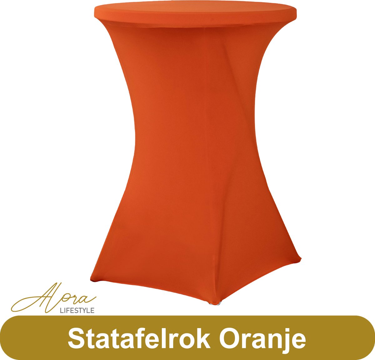Alora Statafelrok Oranje 80 cm - Alora tafelrok voor statafel - Statafelhoes - Bruiloft - Cocktailparty - Stretch Rok