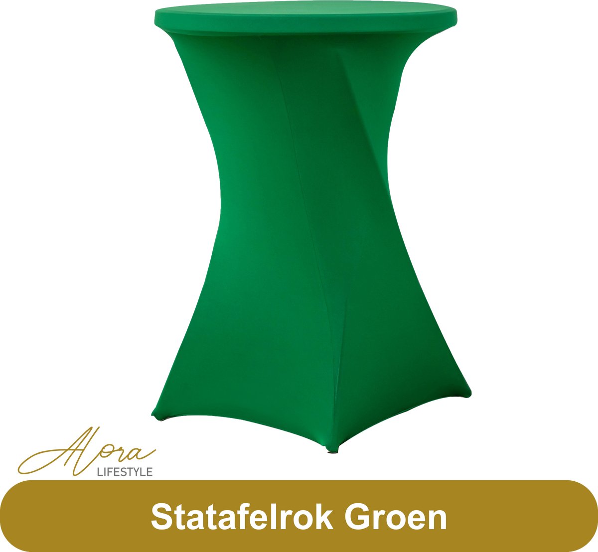 Alora Statafelrok groen 80 cm - partytafel - Alora tafelrok voor statafel - Statafelhoes - Bruiloft - Cocktailparty - Stretch Rok