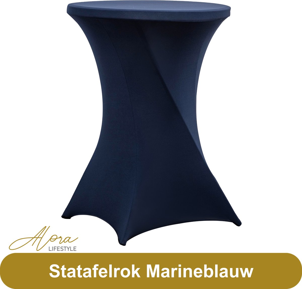 Alora Statafelrok marineblauw 80 cm - partytafel - Alora tafelrok voor statafel - Statafelhoes - Bruiloft - Cocktailparty - Stretch Rok