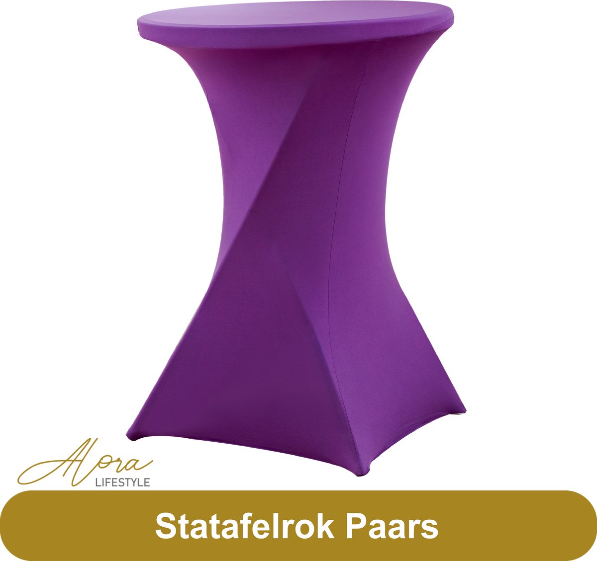 Alora Statafelrok paars 80 cm - partytafel - Alora tafelrok voor statafel - Statafelhoes - Bruiloft - Cocktailparty - Stretch Rok