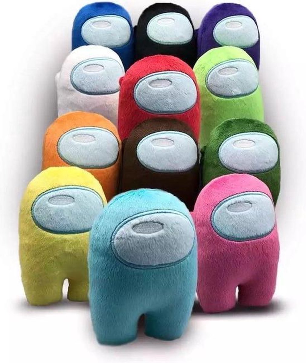 Among us Knuffel 20 CM  - Among us Set van 3x Knuffels 20 CM - Alle kleuren - Oranje - Groen - Paars - Roze - Zwart - Geel- Rood - Blauw