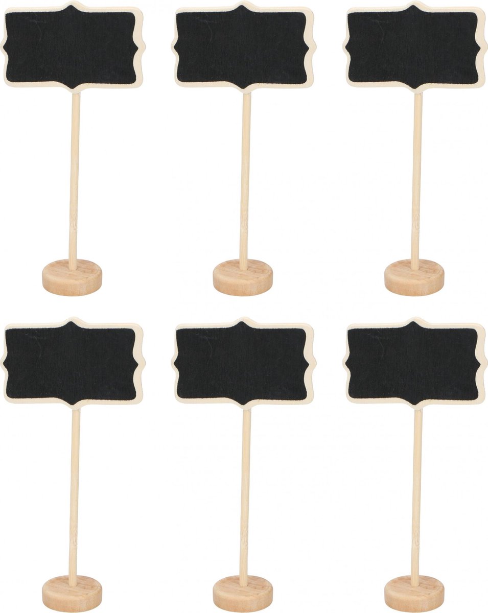 Alpina Naambordenset 17,8 Cm Hout/pvc Blank/zwart 6 Stuks