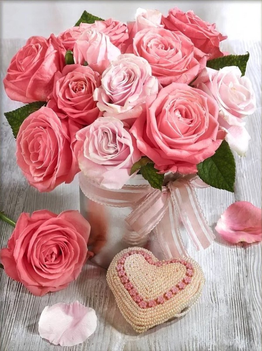 Diamond Painting Bouquet notes of love 30x40 cm vierkante steentjes