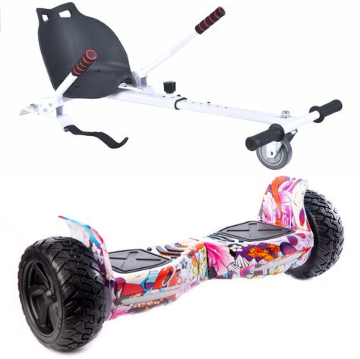   - Hoverboard + Hoverkart – Rose HipHop - 8.5 inch Off-Road - 15 km/h - 10km bereik - Bluetooth speaker - Oxboard -  