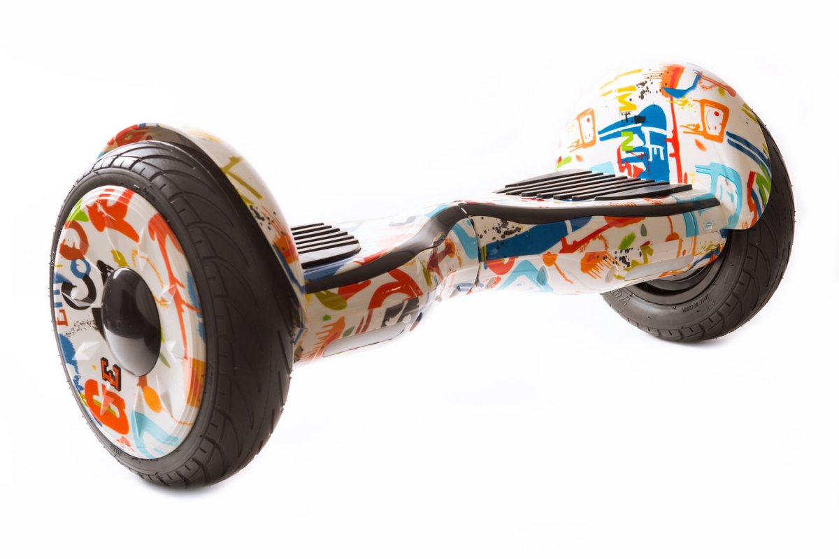   - Hoverboard – White Multicolour – 10 inch Off-Road - 15 km/h - 10km bereik - Bluetooth speaker - Oxboard -  