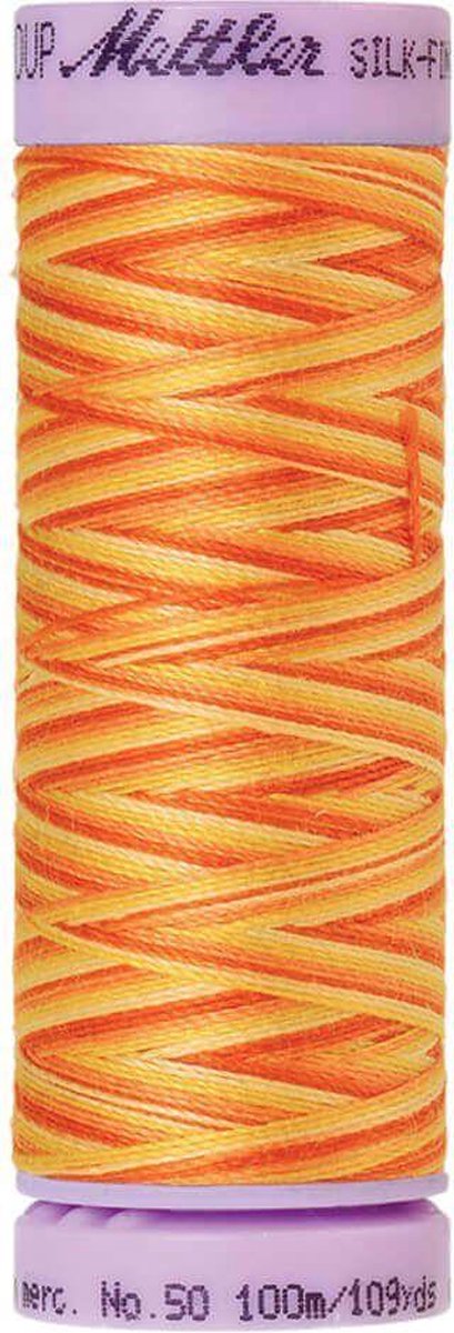 AMANN SILK-FINISH COTTON, MULTI-COLOR GAREN, GEEL-ROOD ,100M, COL. 9831, PER STUK.