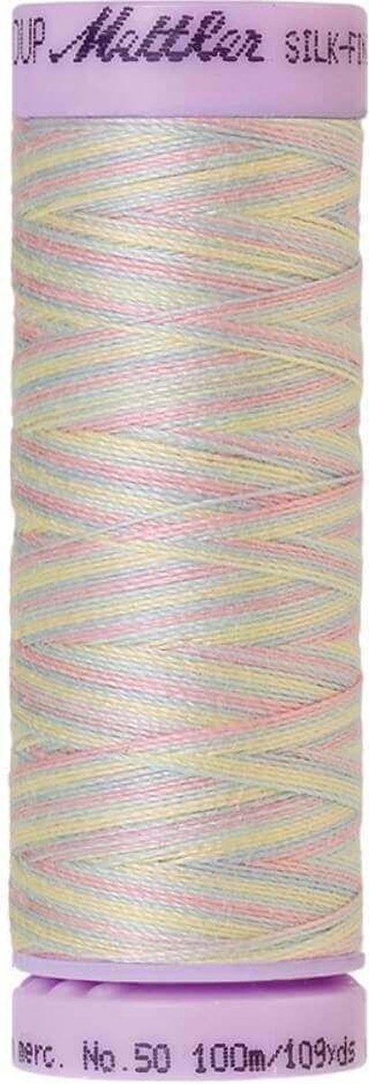AMANN SILK-FINISH COTTON, MULTI-COLOR GAREN, ROZE_BLAUW-GEEL, 100M, COL. 9826, PER STUK