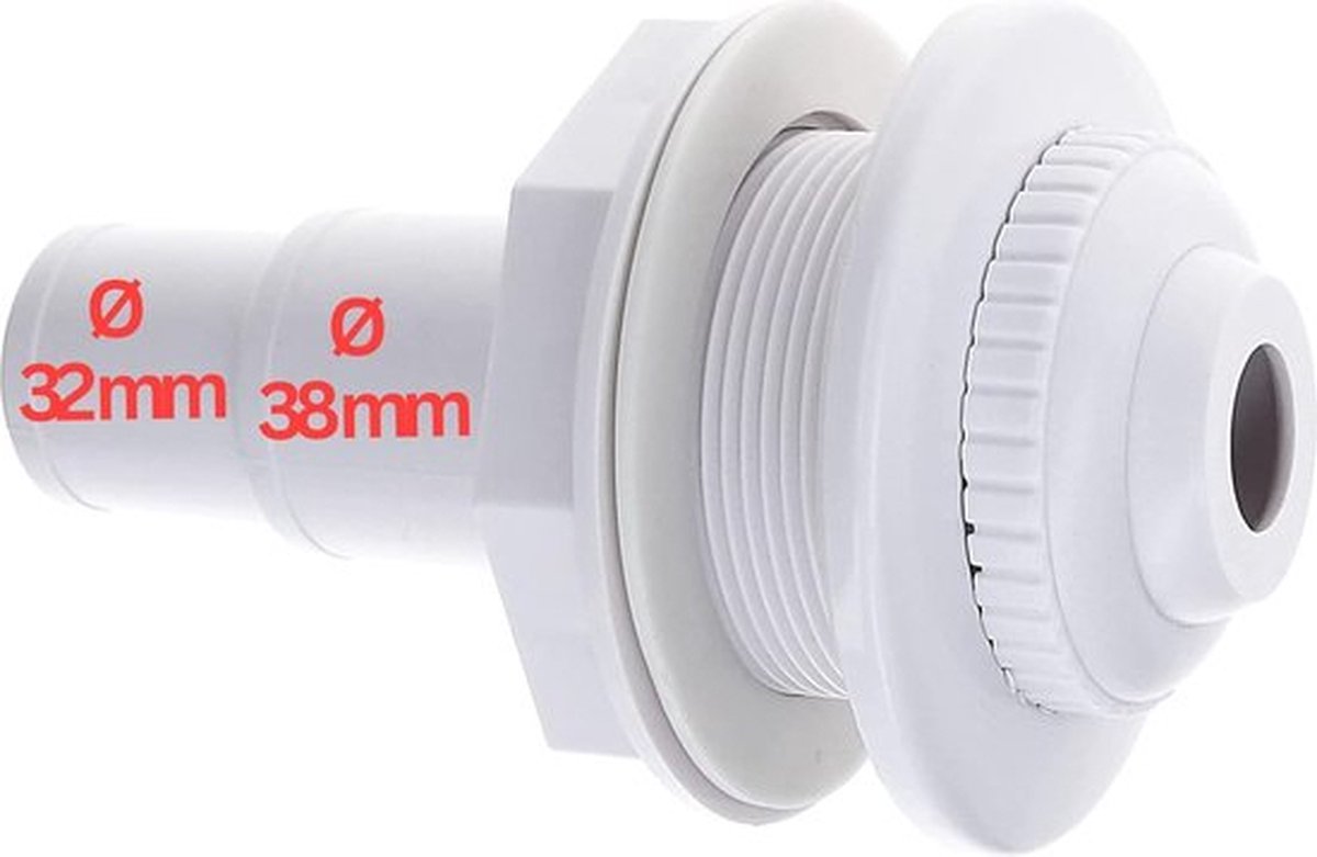Amapool inlaatsproeier 14 cm I inlaatsproeier voor zwembad met slangtule 38/32mm I standaard zwembadinlaatsproeier I zwembadsproeier verstelbare sproeikop I 32mm en 38mm slangaansluiting I 14cm lang