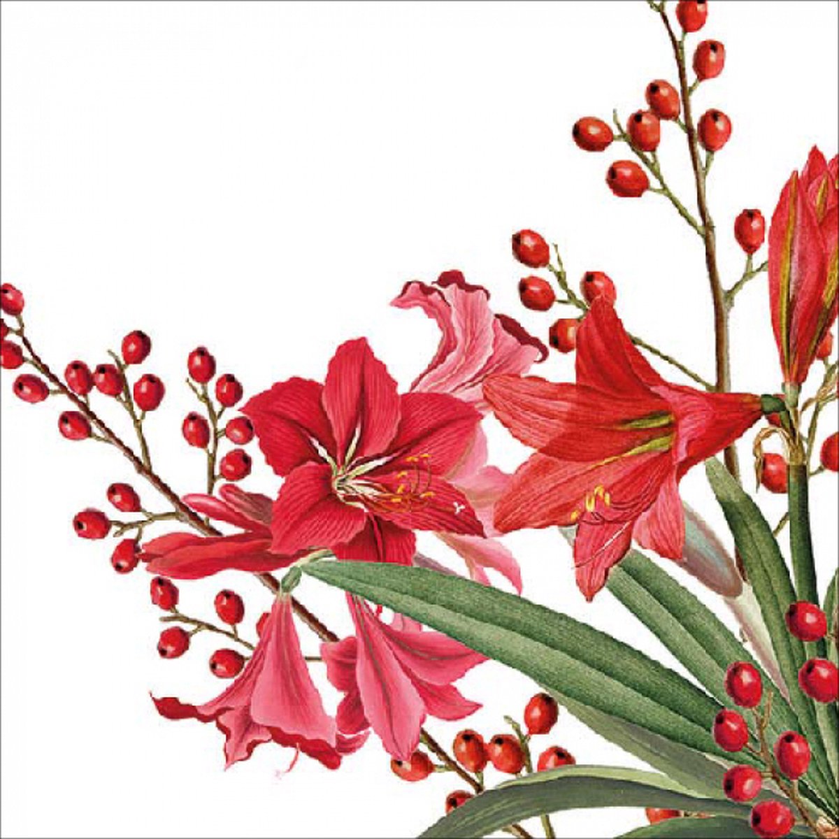 Servet Christmas Bouquet white 20pcs / 33 x 33cm