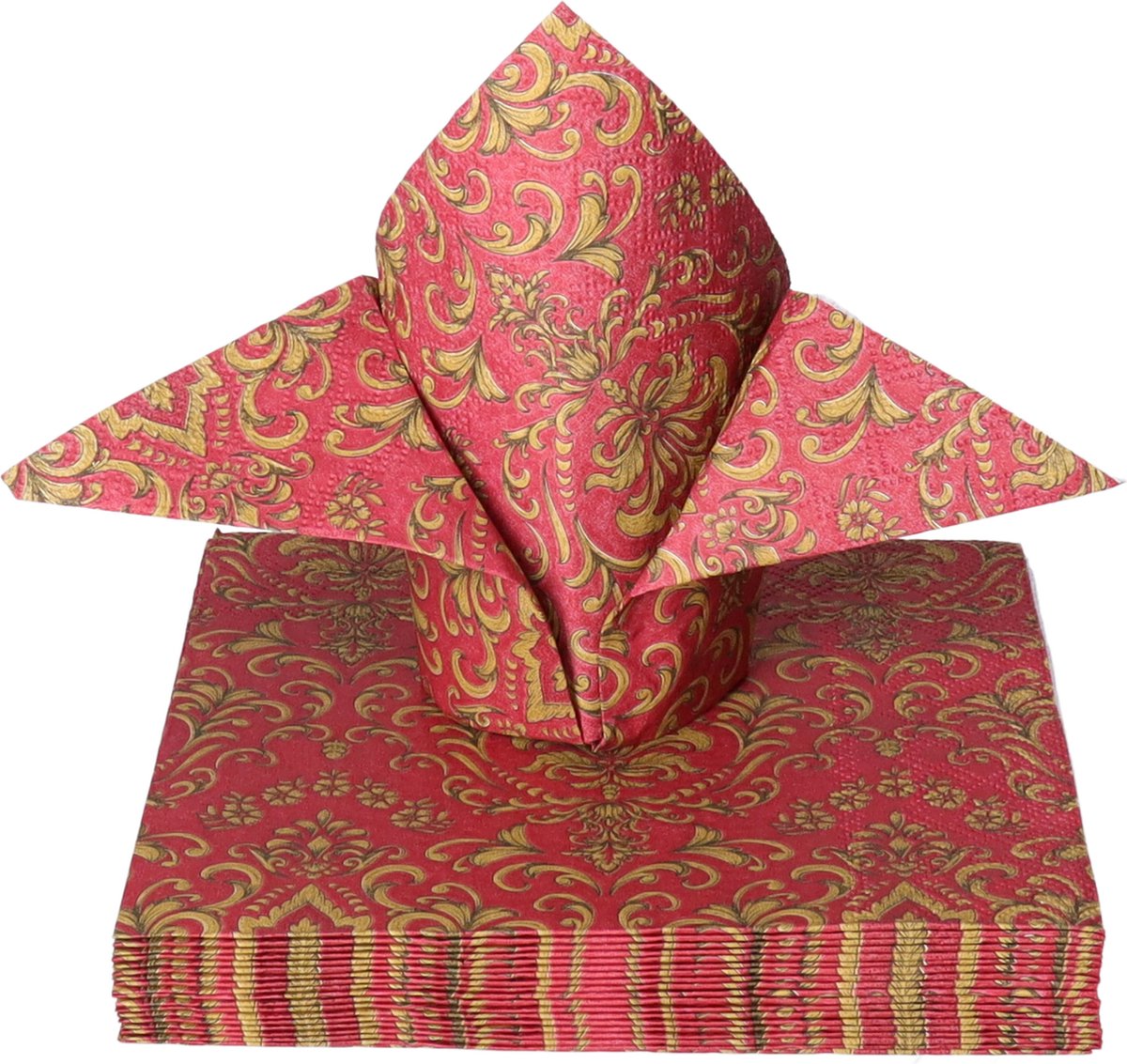 Servetten 20pcs / 33 x 33cm, Baroque ornament bordeaux