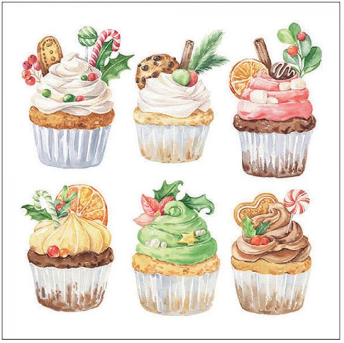 Servetten 20pcs / 33 x 33cm, Sweet Christmas white