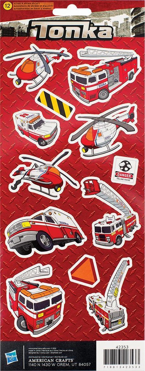 American Crafts - Tonka Emergency Vehicle Stickers - 12 Accent Stickers