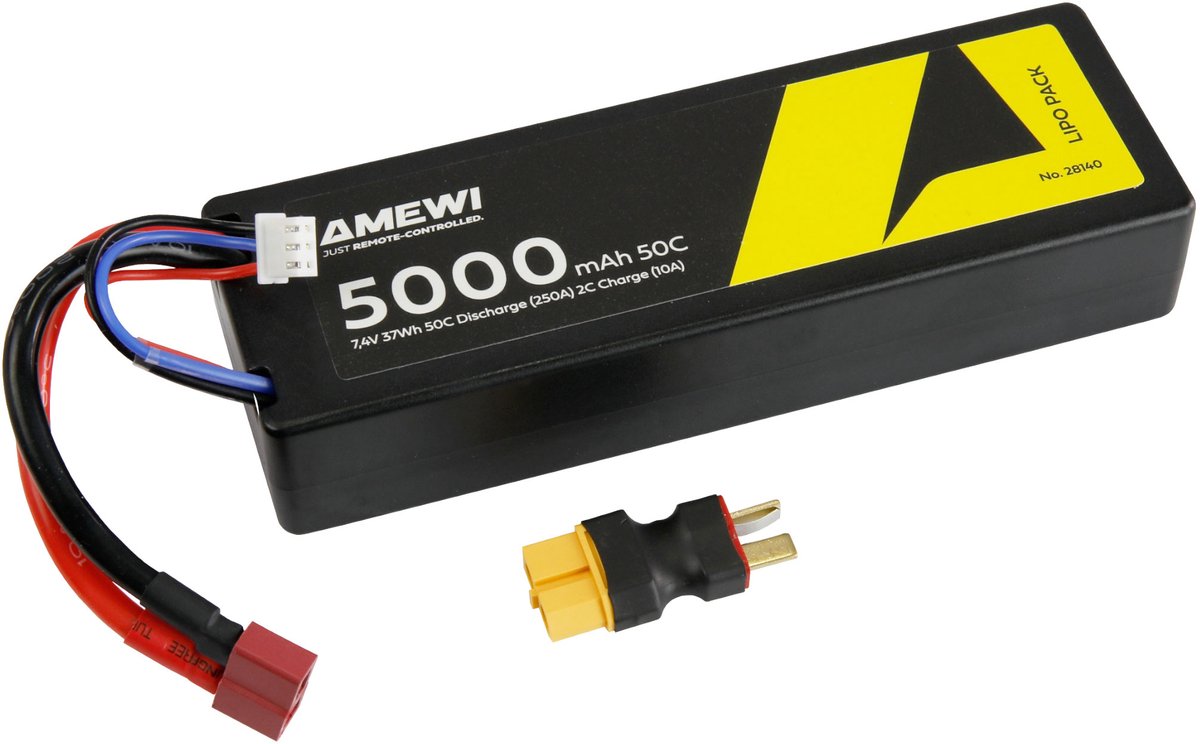 Amewi LiPo accupack 7.4 V 5000 mAh Aantal cellen: 2 Hardcase Deans