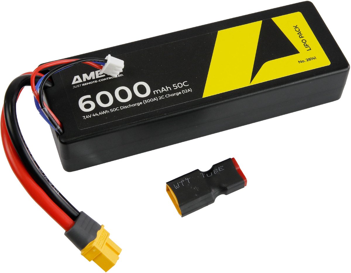 Amewi LiPo accupack 7.4 V 6000 mAh Aantal cellen: 2 Hardcase XT60