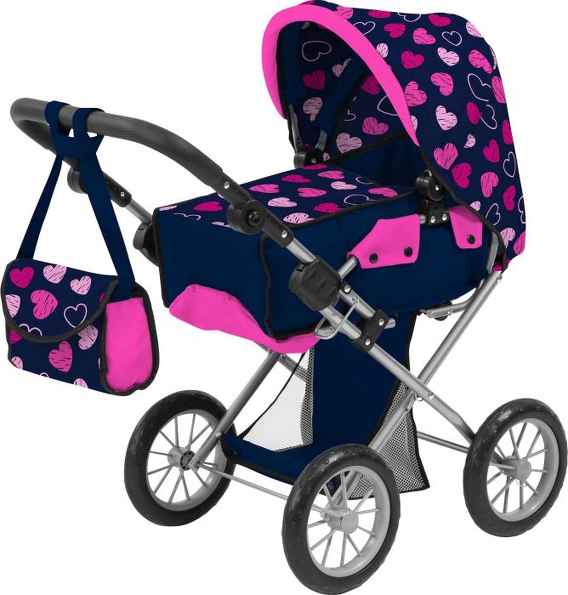 AM Puppenwagen Herz, mit Tasche