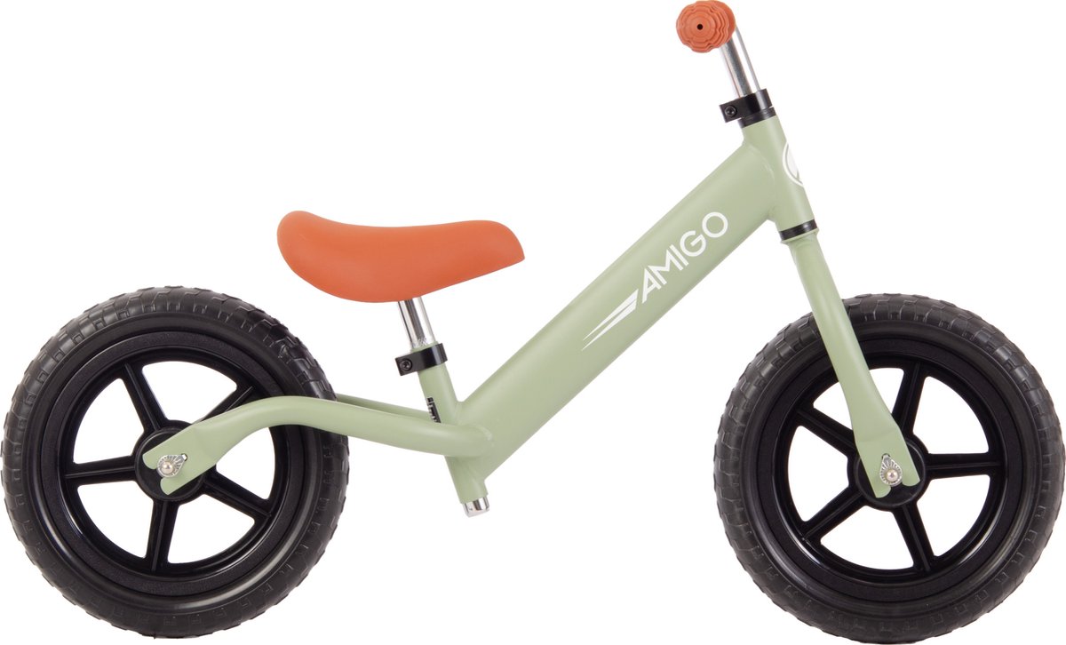 AMIGO Hopper Loopfiets 12 Inch - Lichtgewicht & In Hoogte Verstelbaar - Jongens en Meisjes Loopfiets - Balance Bike - Vanaf 2 Jaar - Matgroen