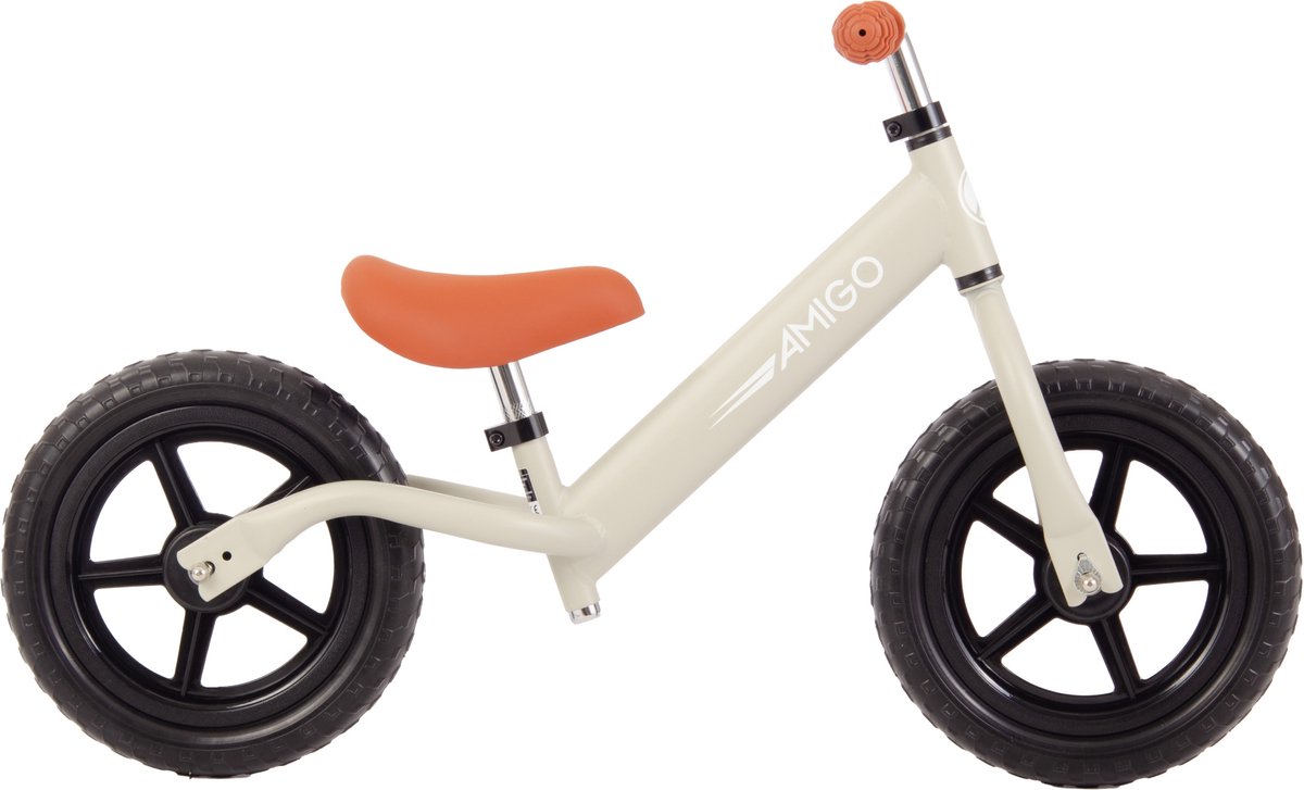 AMIGO Hopper Loopfiets 12 Inch - Lichtgewicht & In Hoogte Verstelbaar - Meisjes Loopfiets - Balance Bike - Vanaf 2 Jaar - Zandbruin