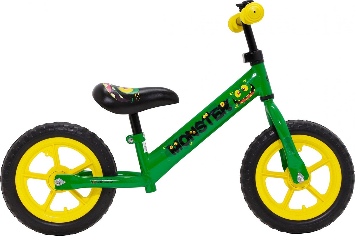 AMIGO Monster - Loopfiets 12 inch - Jongens - Groen
