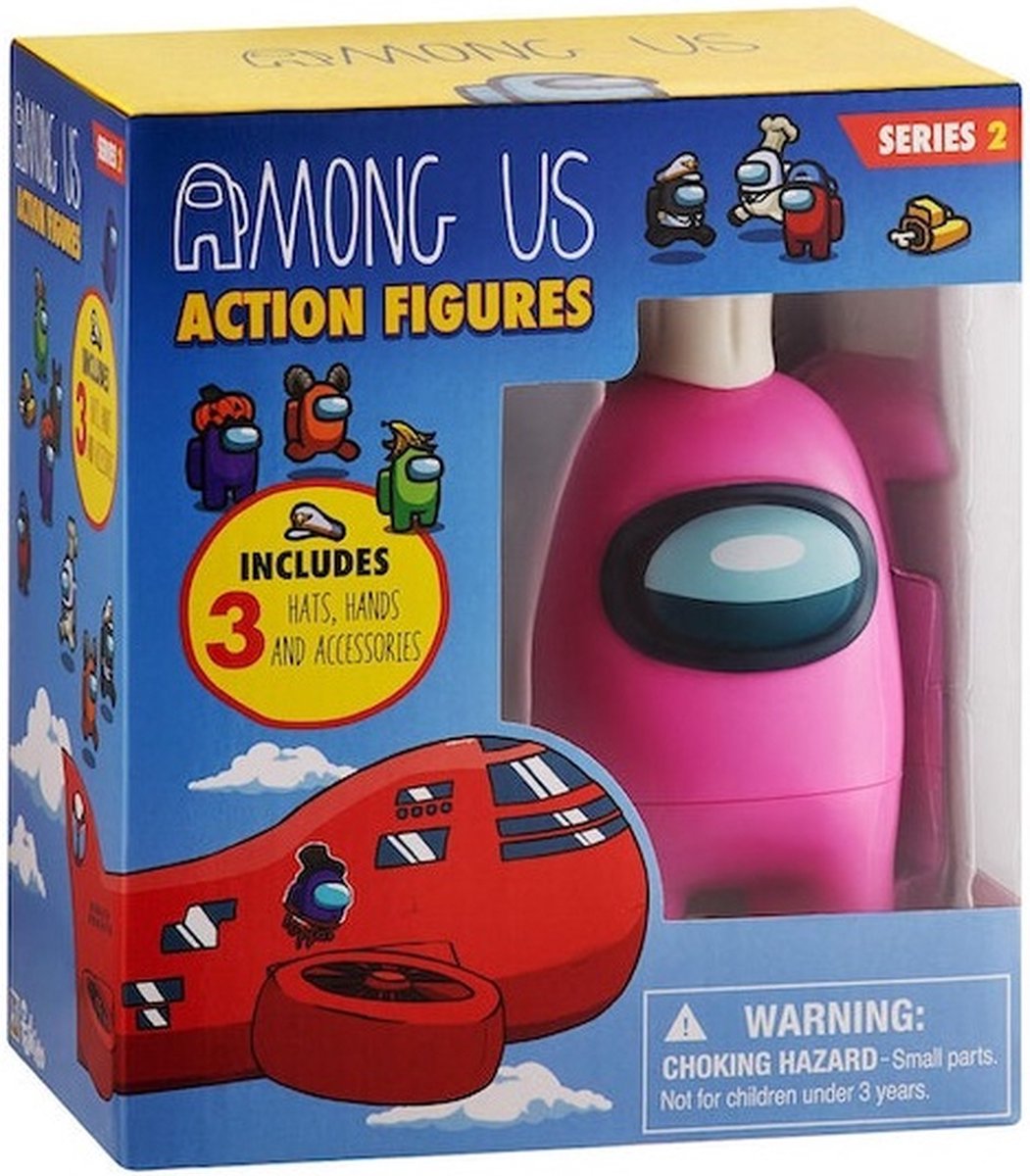 Among Us - Actie figuur - 12 CM - Series 1 - Roze - Crew member