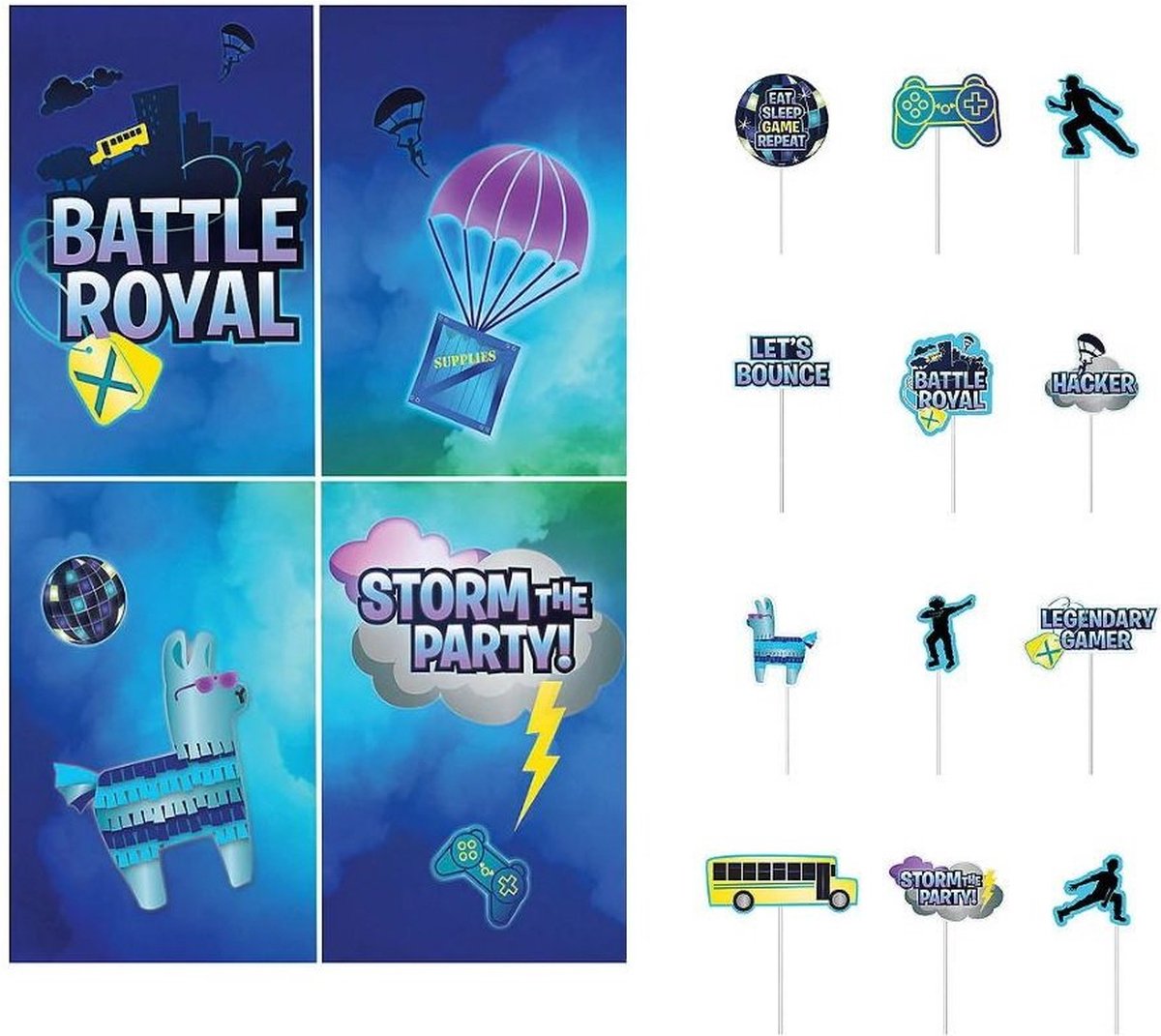 Fortnite - Battle Royal - Fotoshoot accessoires - Photo booth Props - Set met achtergrond - 16-Delig rekwisieten.