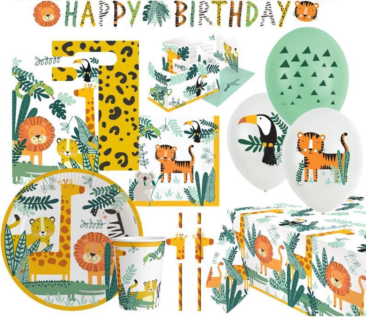 Partyset Jungle - Get wild - verjaardagspakket - unieke versiering kids