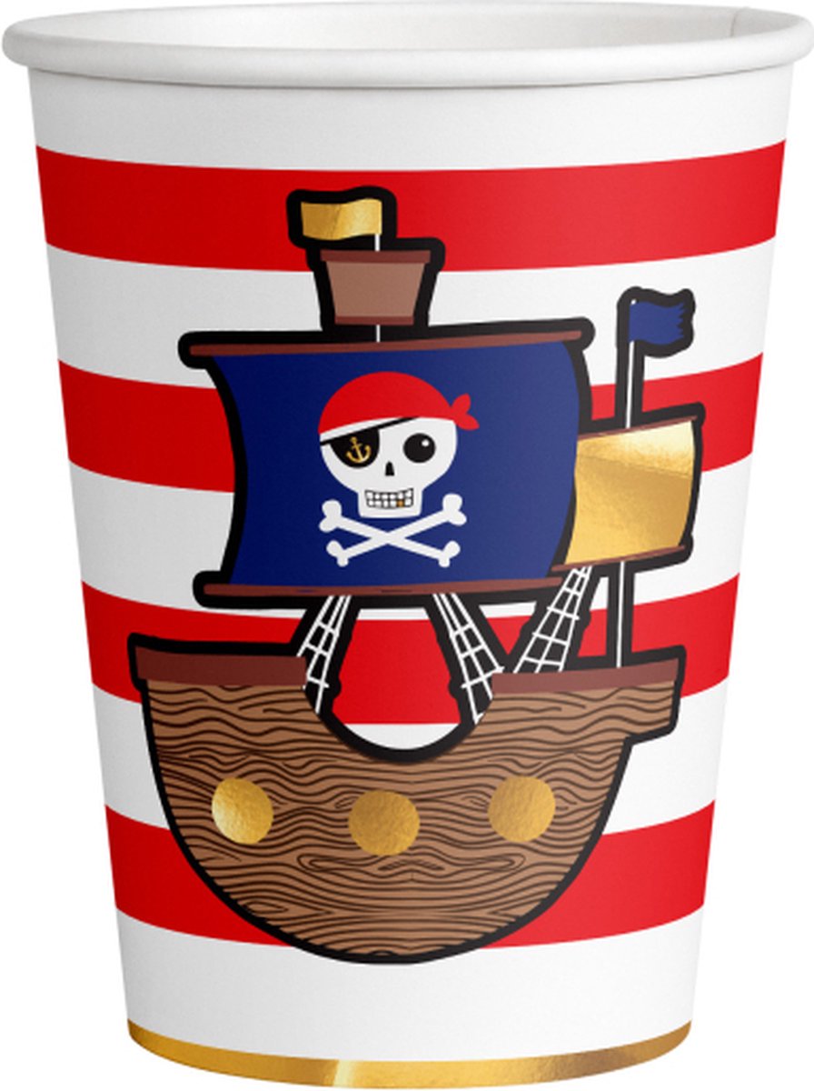 Pirates Map papieren bekers 8 stuks 250ml