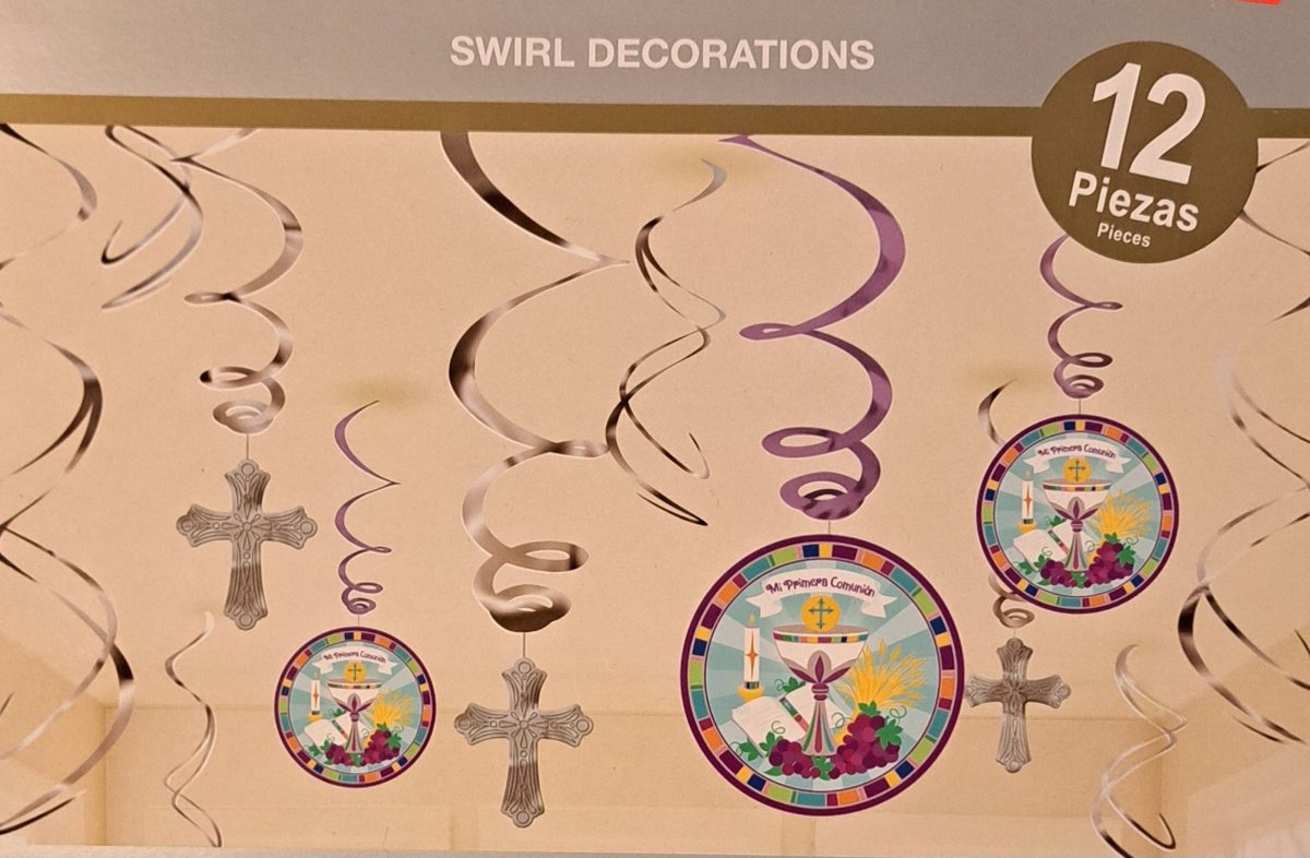12 Swirl Decorations Mi primera Communion 12 Pieces