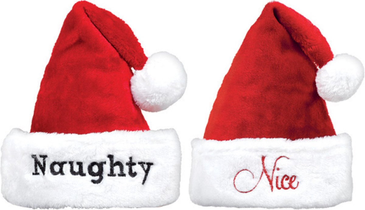 2 kerstmutsen Naughty & Nice