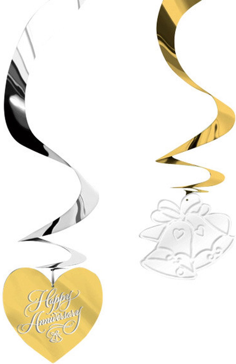 AMSCAN - 5 gouden en zilveren trouwjubileumhangers